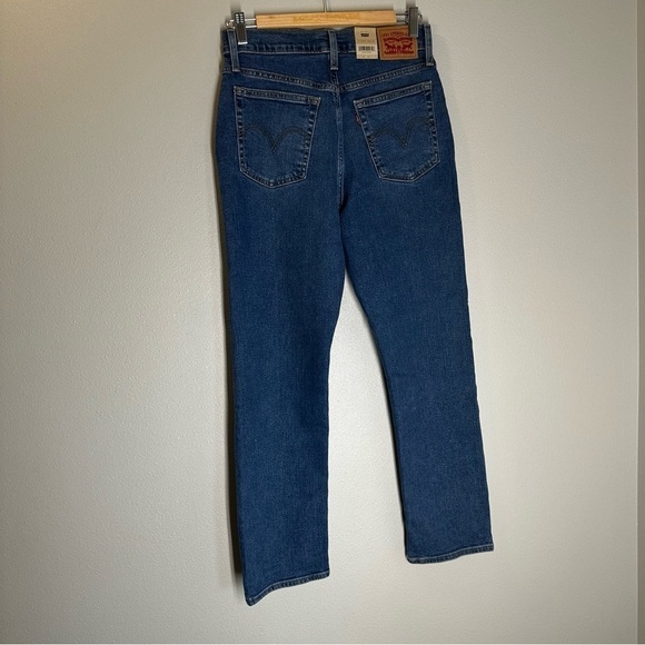 Levi’s Wedgie Straight Jeans High Waisted Button Fly Size 28 Women’s Medium Wash - Picture 10 of 11